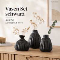 3er Vasen Set 11cm schwarz Anthrazit-Schwarz Keramik für Sideboard