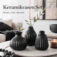 3er Vasen Set 11cm schwarz Anthrazit-Schwarz Keramik für Sideboard