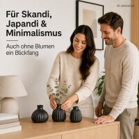 3er Vasen Set 11cm schwarz Anthrazit-Schwarz Keramik für Sideboard