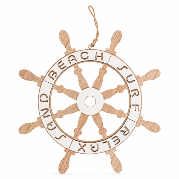 Deko-Steuerrad aus Holz mit Juteband – maritime Wanddeko Ø ca. 30 cm