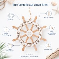 Deko-Steuerrad aus Holz mit Juteband – maritime Wanddeko Ø ca. 30 cm