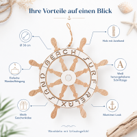 Deko-Steuerrad aus Holz mit Juteband – maritime Wanddeko Ø ca. 30 cm