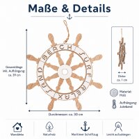 Deko-Steuerrad aus Holz mit Juteband – maritime Wanddeko Ø ca. 30 cm
