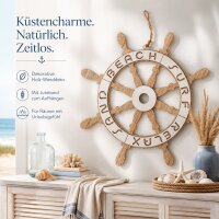 Deko-Steuerrad aus Holz mit Juteband – maritime Wanddeko Ø ca. 30 cm