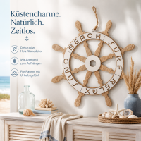 Deko-Steuerrad aus Holz mit Juteband – maritime Wanddeko Ø ca. 30 cm