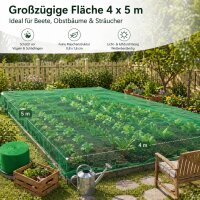 Vogelschutznetz Grün 4 x 5m, Masche 8x8mm