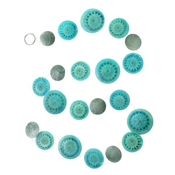 Capiz Muschel Girlande 180cm Blau Grün - Hängedeko für hohe Räume
