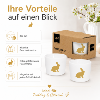 Eierbecher Ostern Hase Gold 2er-Set mit Geschenkkarton
