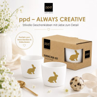 Eierbecher Ostern Hase Gold 2er-Set mit Geschenkkarton