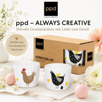 Eierbecher Ostern Huhn & Küken 2er-Set mit Geschenkkarton