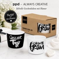 PPD Eierbecher Geiler Typ & Schöne Frau 2er-Set mit Geschenkkarton
