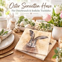 Oster Servietten Hase 33x33 Braun Beige - Papierservietten Tischdeko
