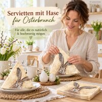 Oster Servietten Hase 33x33 Braun Beige - Papierservietten Tischdeko