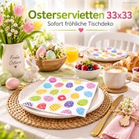 Papierservietten Ostern 33x33 Bunt Weiß - Servietten mit Ostereiern