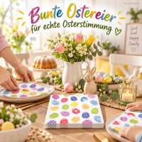 Papierservietten Ostern 33x33 Bunt Weiß - Servietten mit Ostereiern