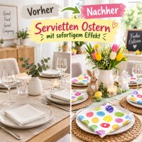 Papierservietten Ostern 33x33 Bunt Weiß - Servietten mit Ostereiern