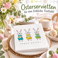 Osterhasen Servietten 33x33 Weiß - Papier servietten für Ostertisch