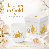 Osterbecher Hase Gold 300 ml mit Geschenkbox