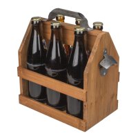 Holz-Flaschenhalter für 0,5L Flaschen mit Metall-Flaschenöffner