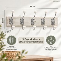 Wandgarderobe Vintage 58cm Weiß Off-White Eisen für Flur und Bad