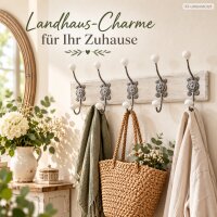 Wandgarderobe Vintage 58cm Weiß Off-White Eisen für Flur und Bad