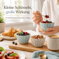 Keramikschalen 2er Set Blau & Grau – kleine Schüsseln im Reactive-Glaze-Design