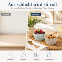Keramikschalen 2er Set Blau & Grau – kleine Schüsseln im Reactive-Glaze-Design