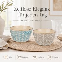 Keramikschalen 2er Set Blau & Grau – kleine Schüsseln im Reactive-Glaze-Design