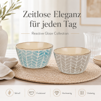 Keramikschalen 2er Set Blau & Grau – kleine Schüsseln im Reactive-Glaze-Design