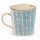 Steingutbecher Reactive Glaze Blau mit Blattmuster