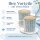 Steingutbecher Reactive Glaze Blau mit Blattmuster