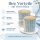 Steingutbecher Reactive Glaze Blau mit Blattmuster