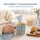 Steingutbecher Reactive Glaze Blau mit Blattmuster