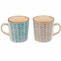 Steingutbecher 2er Set Reactive Glaze Blau & Grau