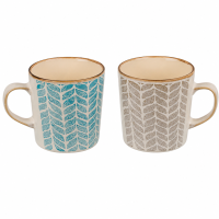 Steingutbecher 2er Set Reactive Glaze Blau & Grau