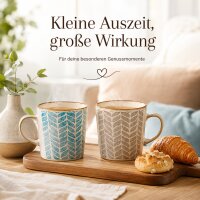 Steingutbecher 2er Set Reactive Glaze Blau & Grau