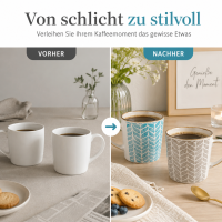 Steingutbecher 2er Set Reactive Glaze Blau & Grau