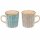 Steingutbecher 2er Set Reactive Glaze Blau & Grau