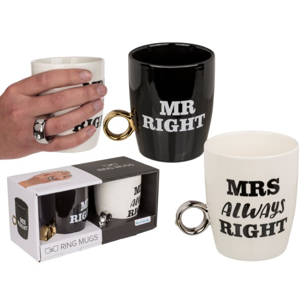 Kaffeebecher Mr. Right und Mrs. Always Right 2er-SET