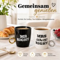 Becher 2er Set Mr Right & Mrs Always Right mit Ring-Griff