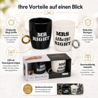 Becher 2er Set Mr Right & Mrs Always Right mit Ring-Griff