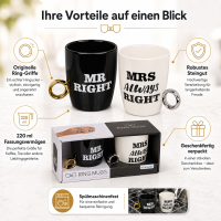 Becher 2er Set Mr Right & Mrs Always Right mit Ring-Griff