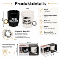 Becher 2er Set Mr Right & Mrs Always Right mit Ring-Griff