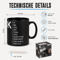 Kaffeebecher Fuck XXL zum Beschriften 885ml