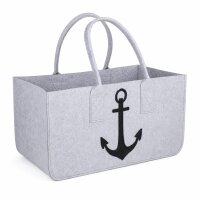 Kaminholztasche aus Filz mit Anker 25 x 50 cm