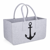 Kaminholztasche aus Filz mit Anker 25 x 50 cm