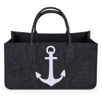 Kaminholztasche aus Filz mit Anker 25 x 50 cm
