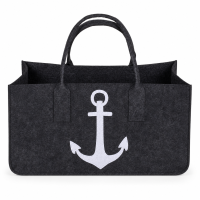 Kaminholztasche aus Filz mit Anker 25 x 50 cm
