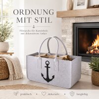 Kaminholztasche aus Filz mit Anker 25 x 50 cm