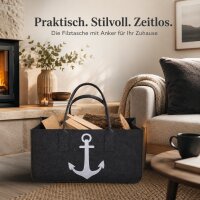 Kaminholztasche aus Filz mit Anker 25 x 50 cm